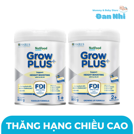 Sữa bột công thức Nutifood Sweden GrowPLUS+ bạc cao lớn vượt trội lon 800g
