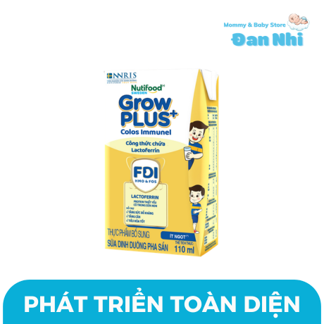 Sữa nước dinh dưỡng Nutifood GrowPlus+ Colos Immunel 110ml giúp hỗ trợ tăng trưởng và phát triển toàn diện cho bé