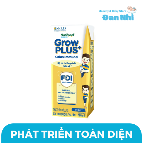 Sữa nước dinh dưỡng Nutifood GrowPlus+ Colos Immunel 180ml giúp hỗ trợ tăng trưởng và phát triển toàn diện cho bé