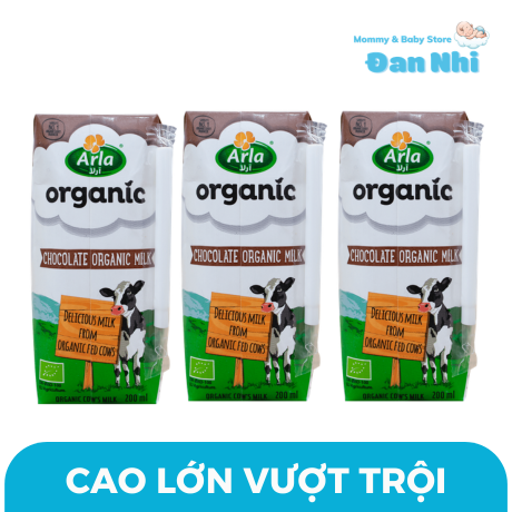 Sữa tươi hữu cơ  Arla vị socola Đan Mạch thùng 12 hộp 200ml cho bé từ 12 tháng tuổi