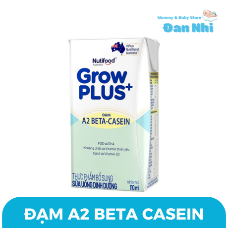 Sữa uống dinh dưỡng Nutifood GrowPlus+ đạm quý A2 Beta Casein thùng 24 hộp 110ml cho bé
